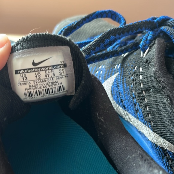 NIKE Flyknit Air Max Black / Royal Blue / White Mens 13 - Picture 8 of 10
